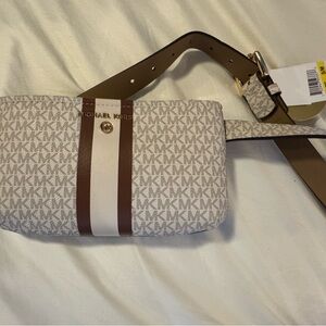 Michael Kors Cream and Brown Crossbody Bag